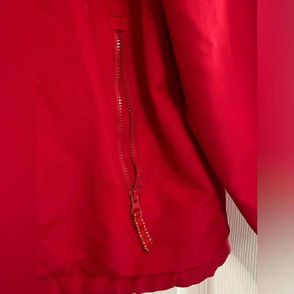 Lands’ End Men’s Fleece Lined Rain Coat Jacket Red Size Large - Picture 2 of 4